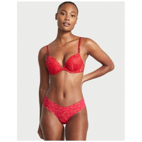 VICTORIA’S SECRET • Strawberry Red with Cherry On Top No Show Cheeky Panty - Picture 2 of 3